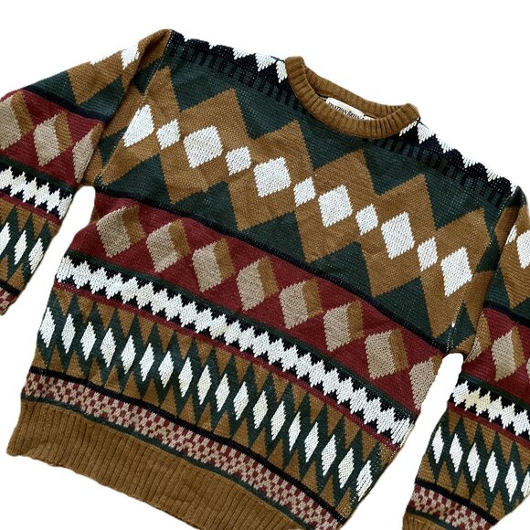 Jonathan Bryan Knit Pullover Sweater Geometric Pattern Vintage 90s - Picture 3 of 6